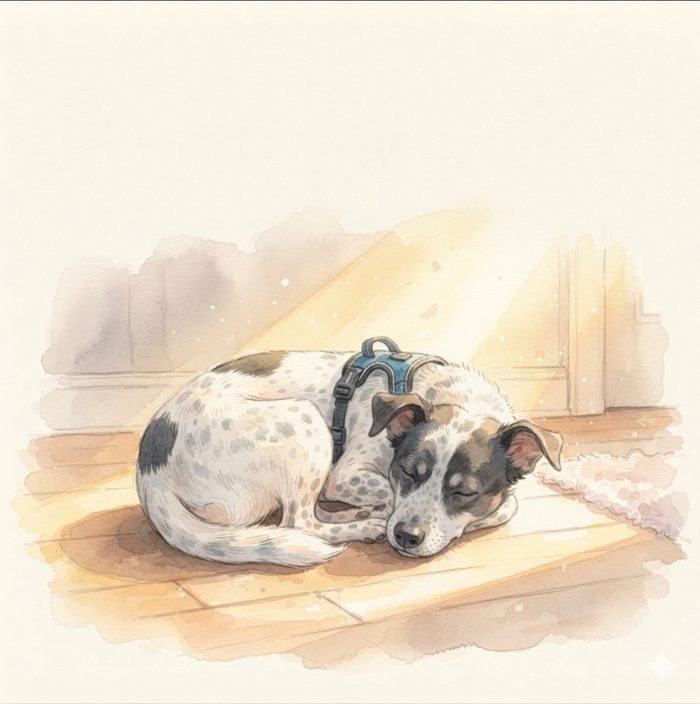 Dog asleep in a sunbeam